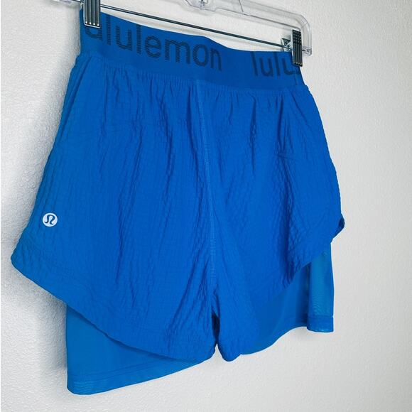 Lululemon Blue Crinkle High Rise Shorts Size 4 Women's Lined Athletic - Picture 8 of 14